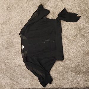 Black blouse sheer open back  EUC